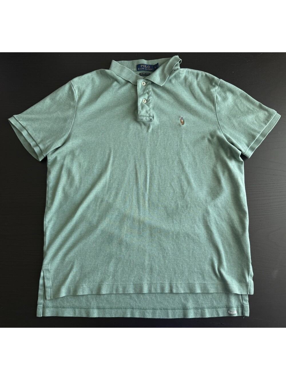 Polo Ralph Lauren Large Pima Soft Touch Polo Shirt Green Classic Pony